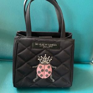 My Flat in London Ladybug Purse in Black and Pink